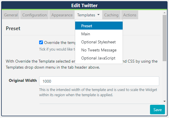 Twitter Override the Template